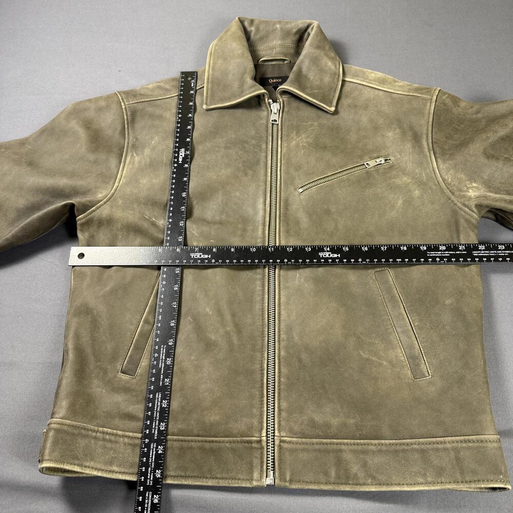100% Leather Oversized Bomber Jacket By Quince Women's Size Small - Picture 2 of 5